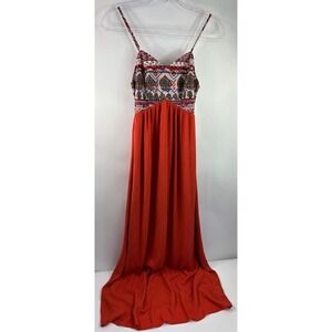XHILARATION Juniors Size XS Orange Textile Pattern A-Line Sundress‎